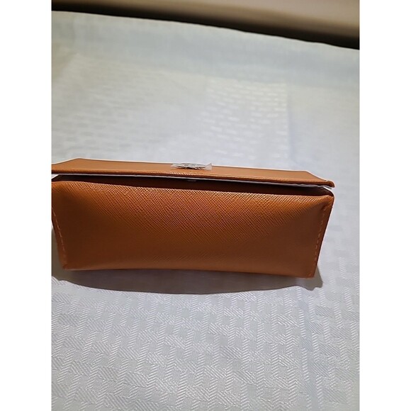 TORY BURCH NWT Saffiano Leather Orange Eyeglasses Case Gold Logo - Picture 5 of 7